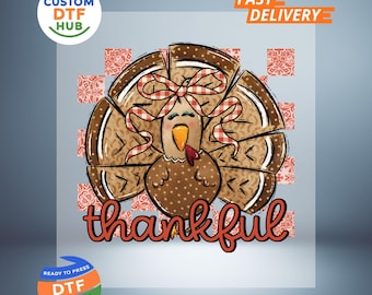 Transferencia DTF de pavo agradecido: calcomanía termoadhesiva de Acción de Gracias, lista para imprimir, para otoño