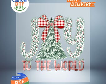 Coquette Christmas Tree DTF Transfer: Lace Joy To The World Decal Ready to Press