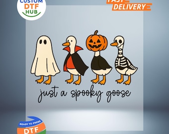 Transfer DTF "Tylko upiorna gęś", zabawne gęsi na Halloween gotowe do druku, upiorne kostiumy do prasowania