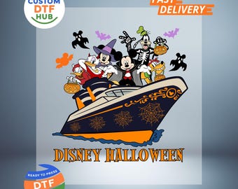 Rejs Halloween 2026 DTF Transfer: Halloween na pełnym morzu, gotowy do druku, naklejka do prasowania