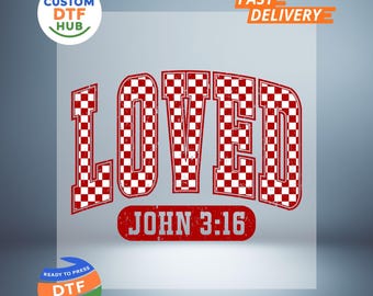 Christelijke Valentijnsdag DTF-overdracht Loved John 3:16 Ready To Press