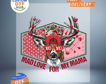 Boys Valentines DTF Transfer: Mad Love for Mama Iron On Ready To Press