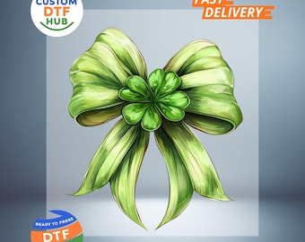 St. Patrick's Day Coquette Bow DTF-overdracht: Lucky Shamrock, klaar om te drukken