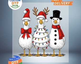 Christmas Goose DTF Transfer: Xmas Ready To Press