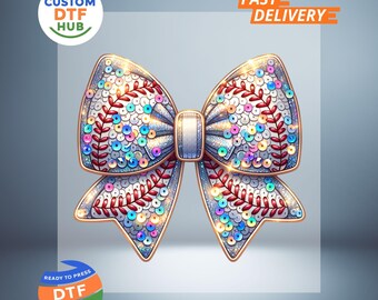 Retro Baseball Bow DTF Transfer: Game Day Coquette Ready to Press Sports Iron On