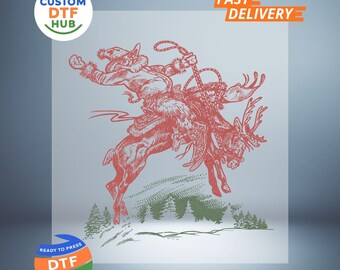 Cowboy Santa Christmas DTF Transfer: Howdy Xmas Heat To Press