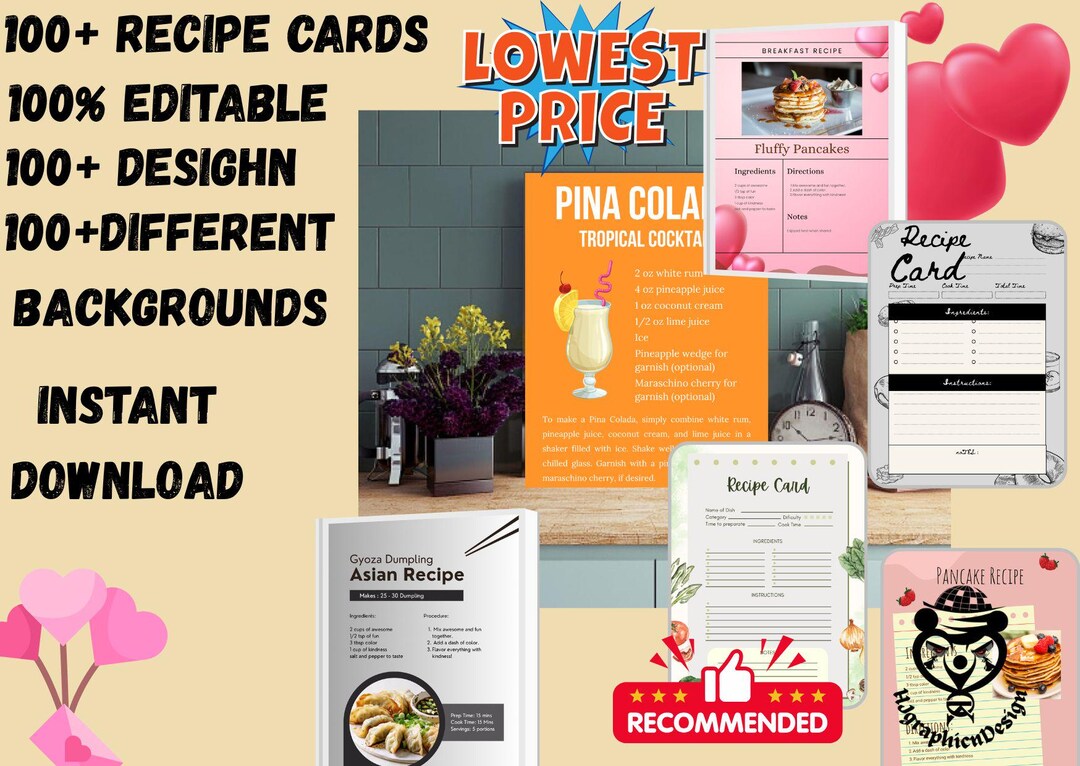 Editable Farmhouse Recipe Card Template (digital Download) - Etsy Australia