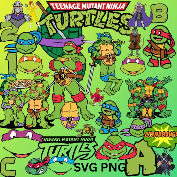 Ninja Turtle SVG PNG Clipart Bundle (Digital Files)