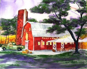 11x14, barn, custom painting, from photo, watercolor, barn portrait