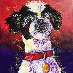 36x48, textured, acrylics, thick paint, pet portrait, custom painting of dog, made to order, from photo, pet, dog, cat image 3