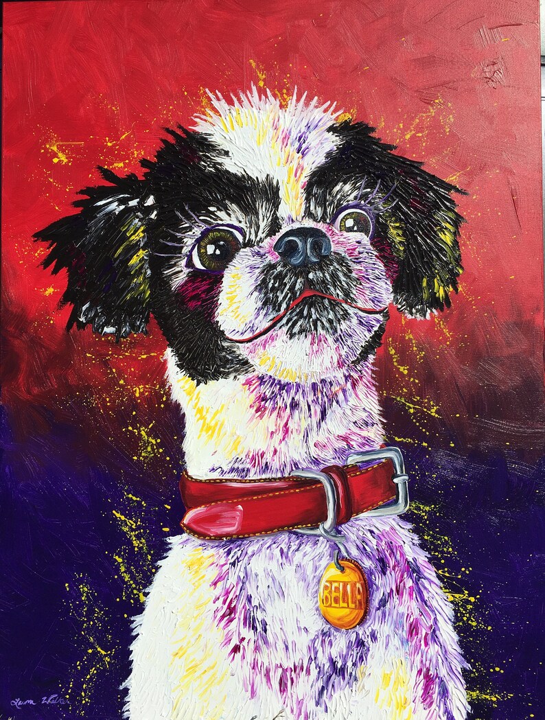 36x48, textured, acrylics, thick paint, pet portrait, custom painting of dog, made to order, from photo, pet, dog, cat image 3