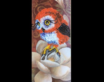 Owl and flower recycled art