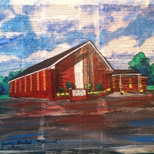 9x12, house, barn, illustration, made to order, from photo, collage image 1