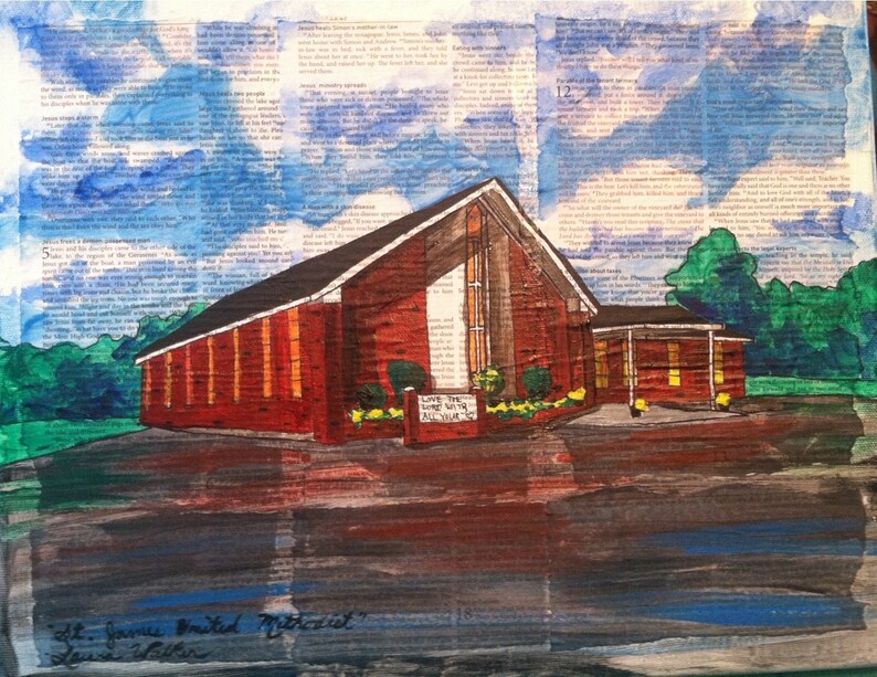 9x12, house, barn, illustration, made to order, from photo, collage image 1