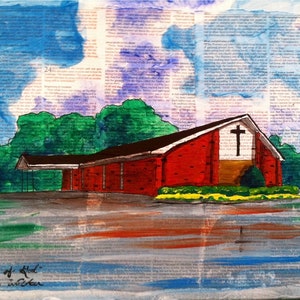 9x12, house, barn, illustration, made to order, from photo, collage image 8