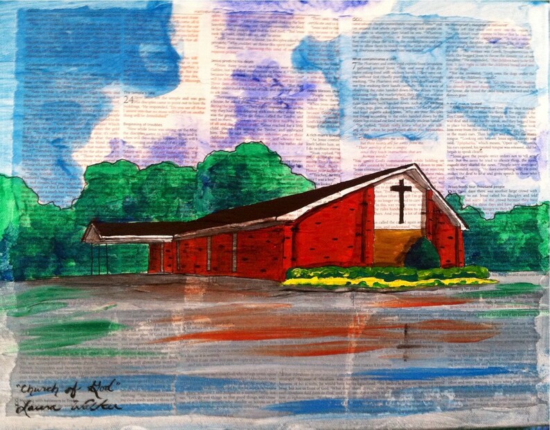 9x12, house, barn, illustration, made to order, from photo, collage image 8