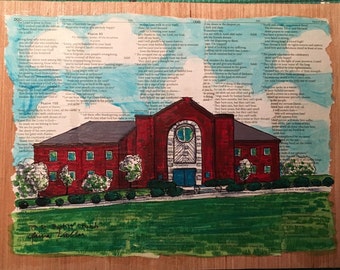 11x14, house, barn, illustration, made to order, from photo, collage