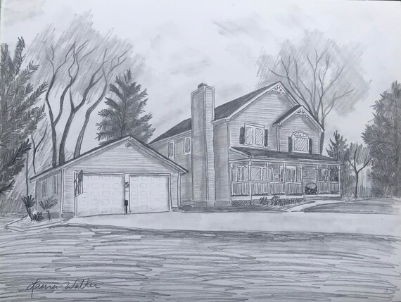Pencil Drawing of House, Charcoal House Print, House From Photo, Sketch of  Home, Realtor Closing Gift, House Warming Gift, First Home - Etsy