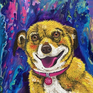 36x48, textured, acrylics, thick paint, pet portrait, custom painting of dog, made to order, from photo, pet, dog, cat image 2