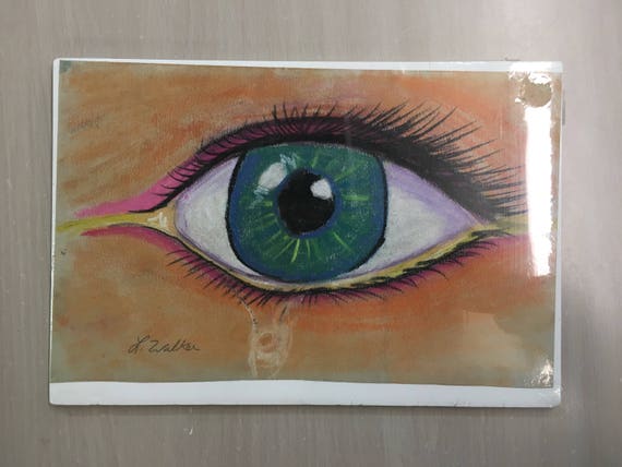Blue Eye Crying Pastel Drawing