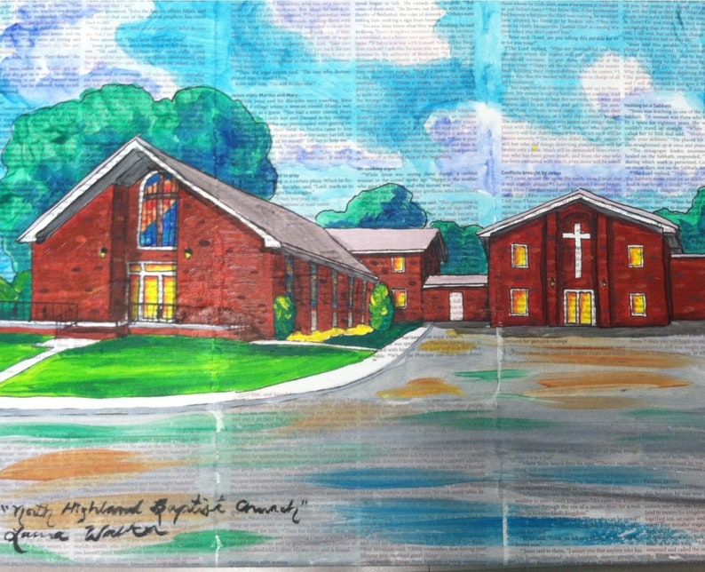 9x12, house, barn, illustration, made to order, from photo, collage image 7
