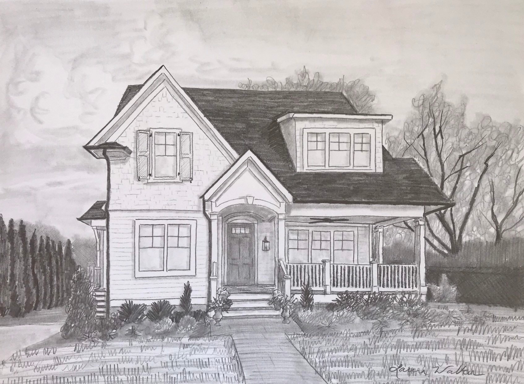 Realistic Drawing of a House · Creative Fabrica