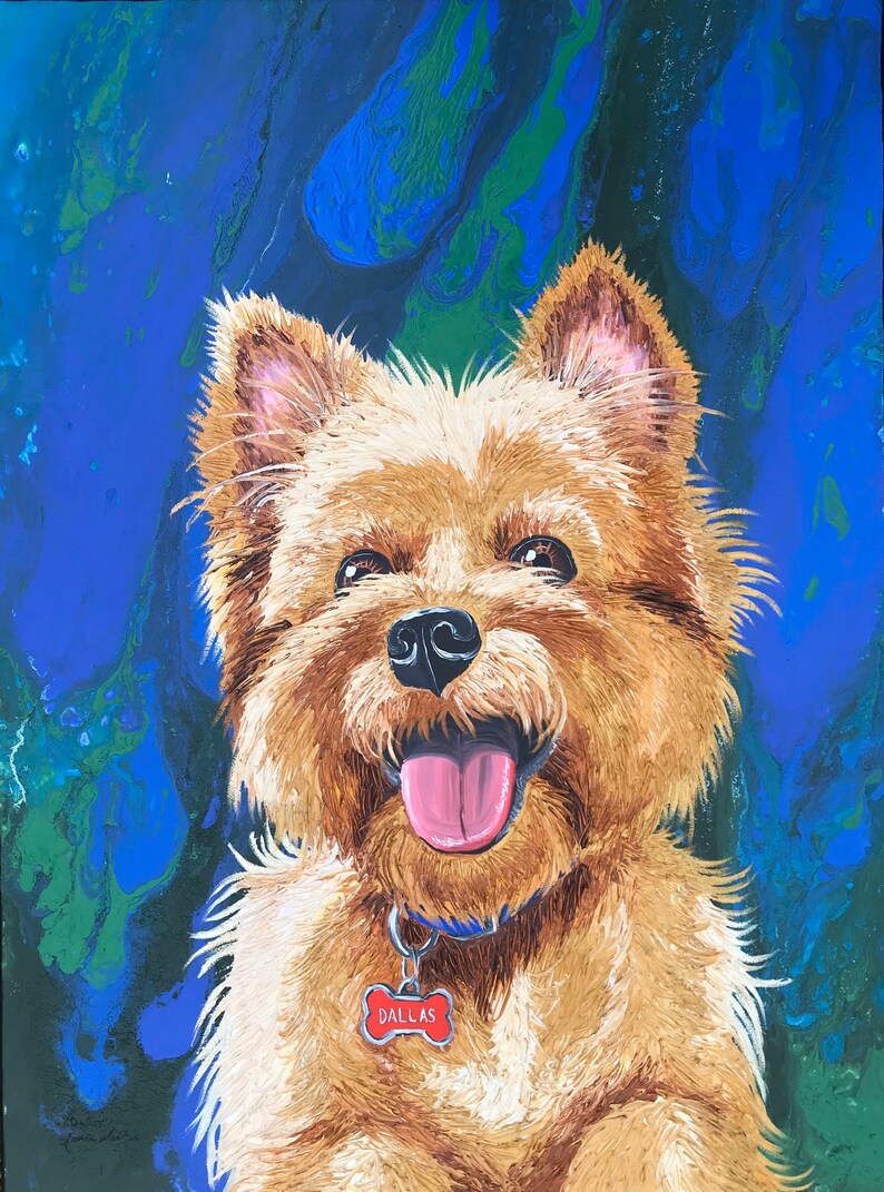 36x48, textured, acrylics, thick paint, pet portrait, custom painting of dog, made to order, from photo, pet, dog, cat image 1