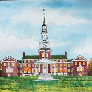 16x20, wedding venue, painting of business, from photo, custom painting, college, university, watercolor, church