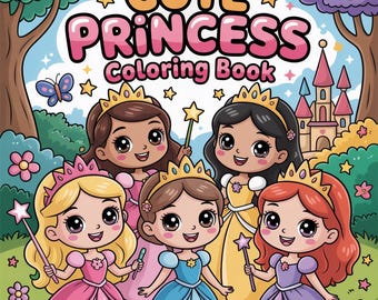 80 lindas páginas para colorear de princesas para niños, páginas para colorear de princesas para imprimir, páginas para colorear de princesas para niñas, archivo PDF imprimible.