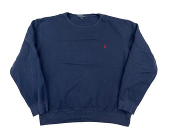 Vintage Polo Ralph Lauren Grey Ribbed Knit Crewneck Sweater, 100