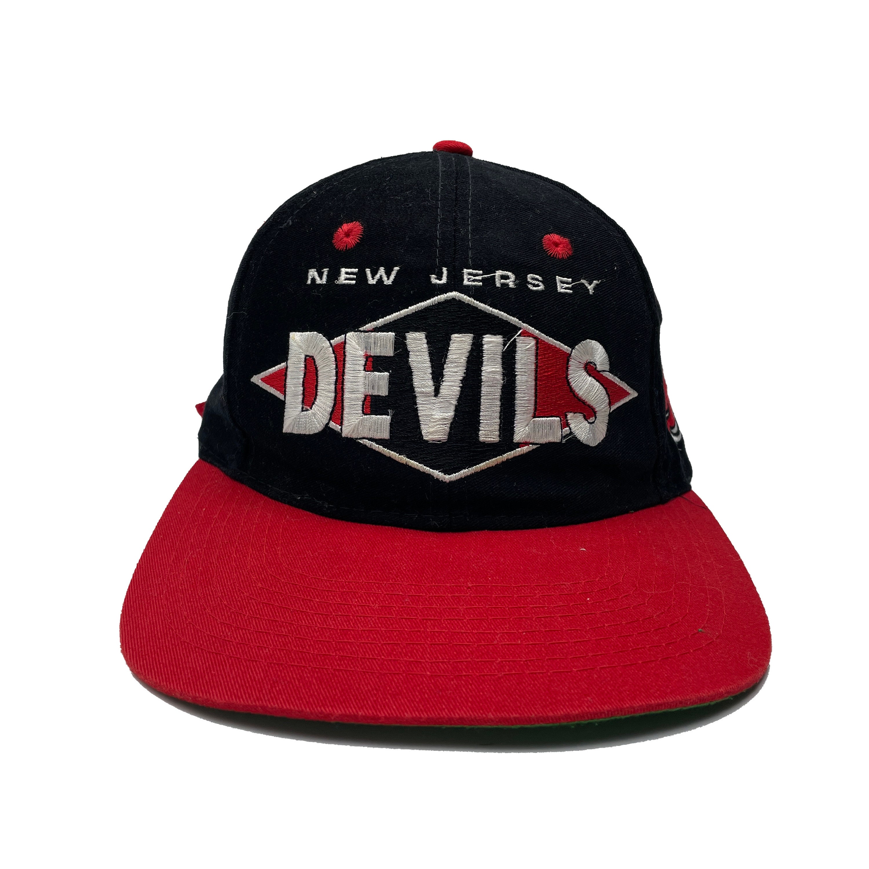 Vintage New Jersey Devils #1 Apparel Snapback White Red NHL