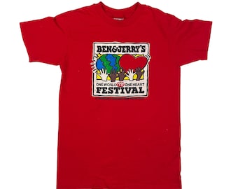 Ben & Jerry's WORLD FESTIVAL 90s Tシャツ Vintage 90s Ben & Jerry's Vermont Finest Ice Cream Promo Tie Dye T