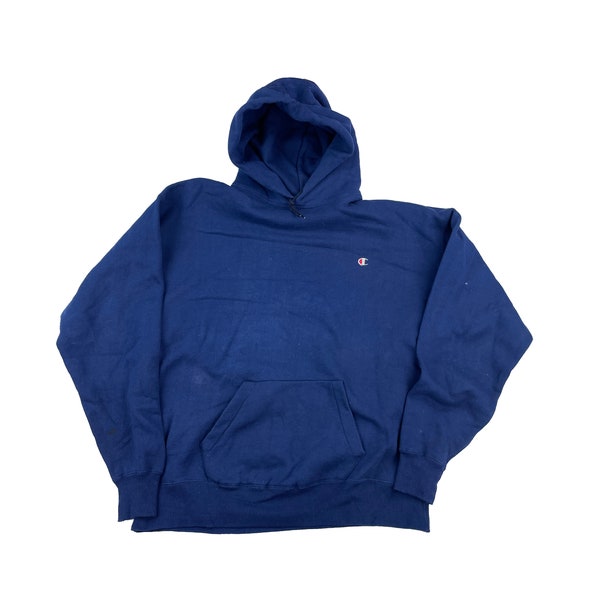 Vintage Navy Blue Champion Hooded Sweatshirt