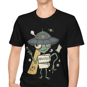 Zabawna koszulka z motywem kosmity | Koszulka z grafiką retro z motywem porwania przez UFO, koszulka z motywem spiskowym science fiction zdjęcie 17