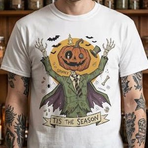 Jack O Lantern Scarecrow Shirt | Spooky Pumpkin Tee | Funny Halloween Graphic Tee | Tis The Season Shirt | Retro Fall Tee | Unisex Gift