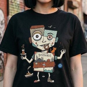Istanbul Bosphorus Cat Tea Graphic Tee | Turkish Street Cat Unisex Shirt
