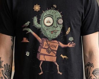 Psykedelisk kaktus-t-shirt | Desert Shaman Vision Quest grafisk t-shirt