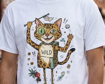 Camiseta de gato bengalí / Camiseta gráfica felina con temática de gatos locos, regalo travieso para amantes de los gatos