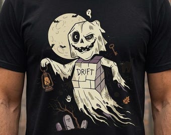 Unisex Ghost T-Shirt | Vintage Halloween Print | Spooky Graveyard Graphic Tee | Retro Ghost T-Shirt