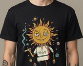 High Sun T-Shirt | Funny 420 Stoner Graphic Tee, Trippy Celestial Unisex Shirt, Stoner Lover Gift