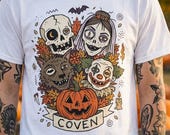 Vintage Halloween Shirt | Skull Werewolf T Shirt | Creepy Clown Witch Tee | Pumpkin Coven Graphic Tee | Retro Horror Tee | Unisex Gift