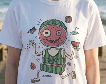 Funny Watermelon T-Shirt | Juicy Summer Graphic Tee, Quirky Fruit Lover Shirt