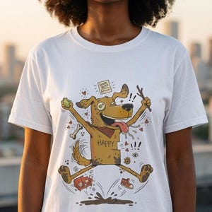 Happy Dog T-Shirt | Funny Good Boy Graphic Tee, Excited Puppy Dog Mom Unisex Shirt, Dog Lover Gift
