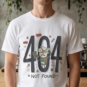 404 Not Found T-Shirt | Funny Developer Error Graphic Tee, Programmer Bug Unisex Shirt