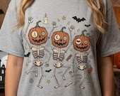 Dancing Pumpkin Skeletons T-Shirt | Halloween Jack-o'-Lanterns