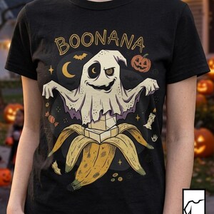 Funny Ghost Banana Shirt | Boonana Halloween T Shirt | Cute Spooky Pun Tee | Pumpkin Moon Graphic Tee | Vintage Halloween Tee | Unisex Gift