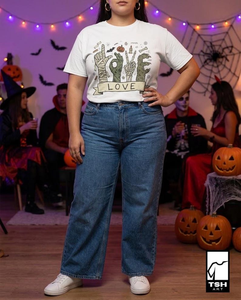 Halloween Love Shirt | Monster Hands T Shirt | Spooky Skeleton Hand Tee | Zombie Mummy Graphic Tee | Cute Creepy Fall Tee | Unisex Gift