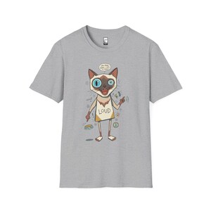 Camiseta de gato siamés ruidoso / Camiseta gráfica divertida de felino parlanchín, camiseta "3 AM Meow" Sport Grey