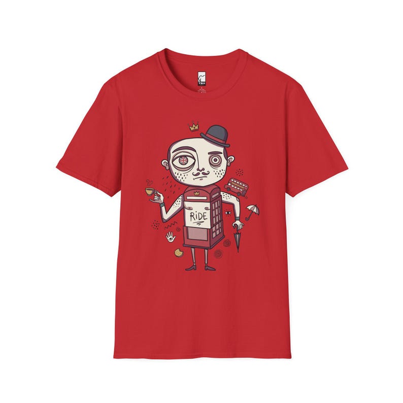 London T-Shirt | British Gentleman Phone Box Graphic Tee, Unisex Shirt Red