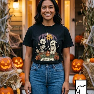 Skeleton Roast Halloween Shirt | Ghost Campfire Tee | Funny Marshmallow T Shirt | Spooky Smores Graphic Tee | Retro Fall Tee | Unisex Gift